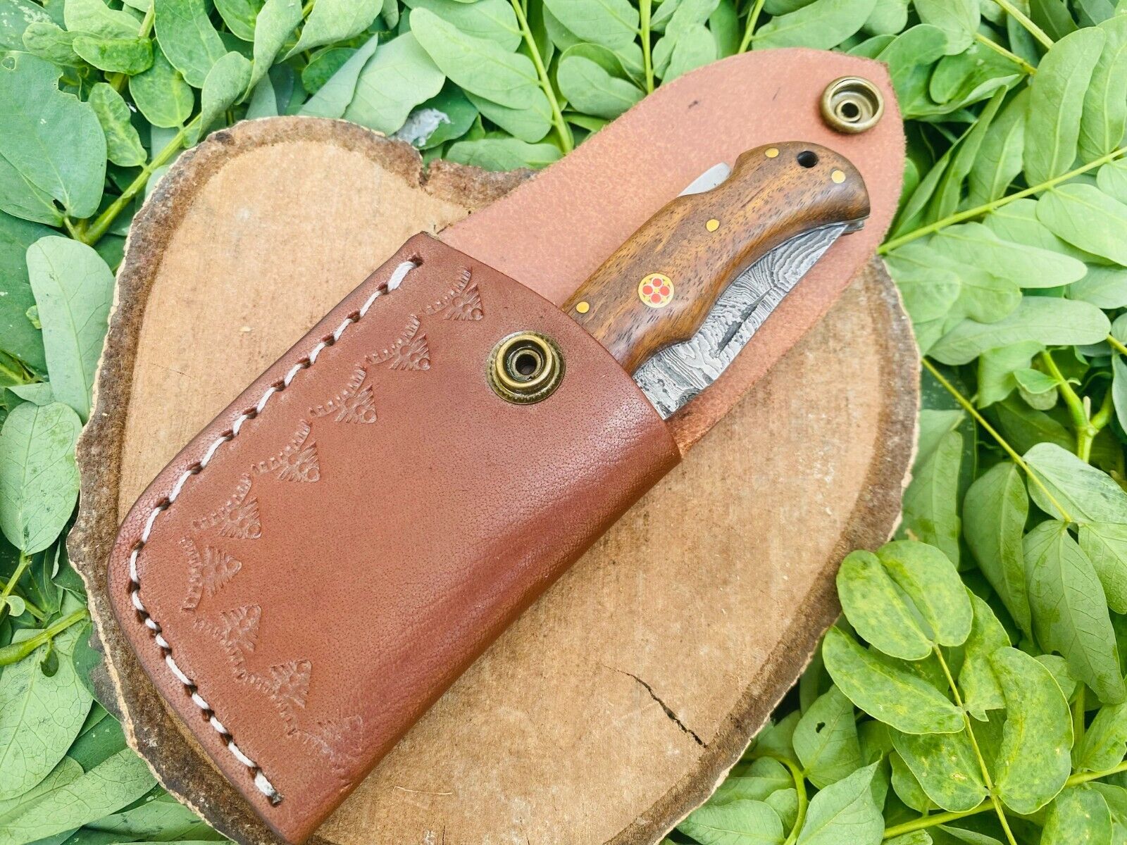 7 Handmade Damascus Steel Folding Knife  for sale
