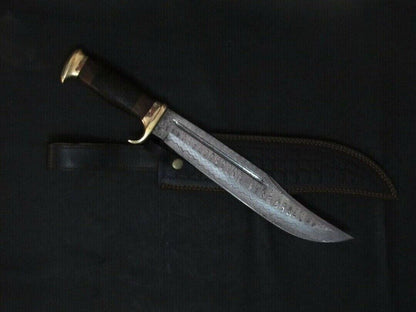 8in Custom Handmade Damascus Steel Hunting Crocodile Dundee Bowie Knife Sheath
