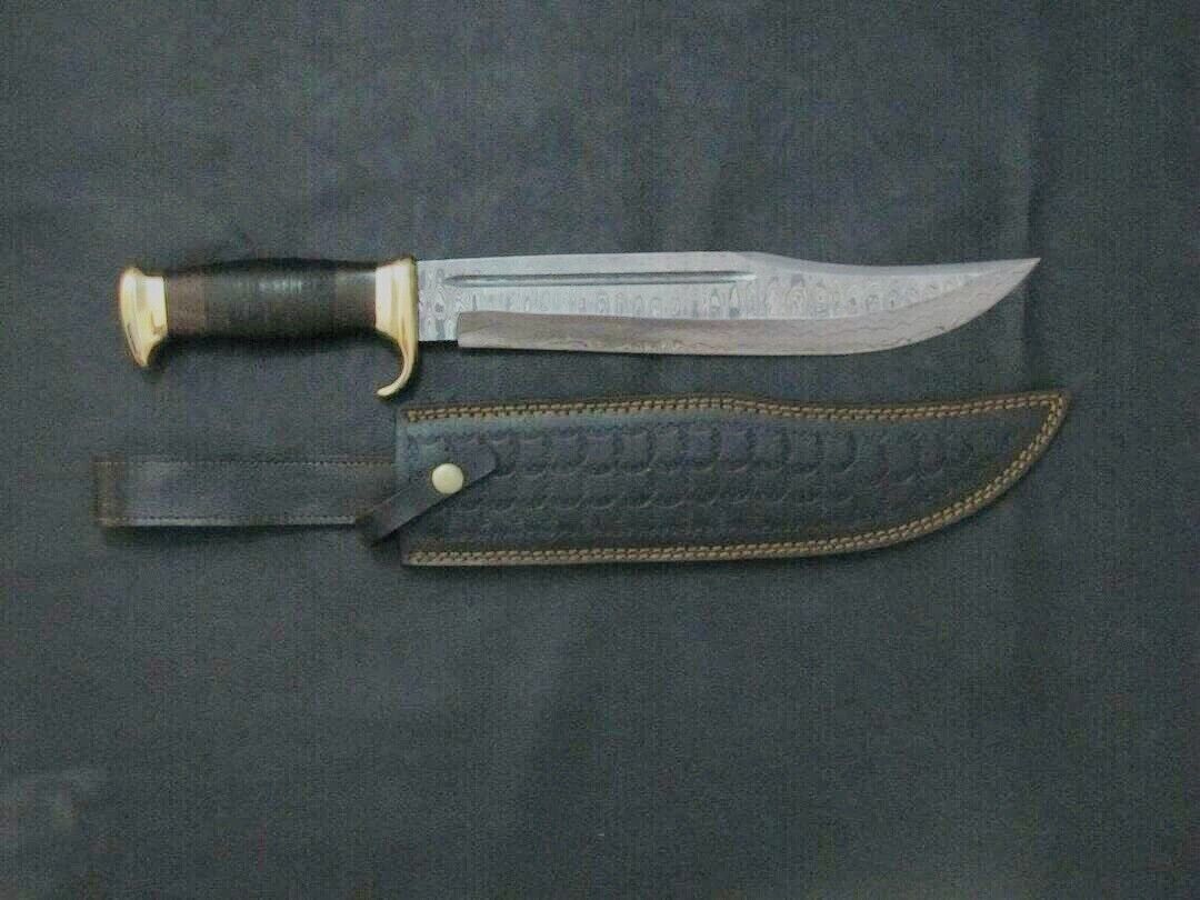 Damascus Steel Crocodile Dundee Bowie Knife for sale