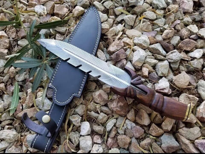 CUSTOM HANDMade Stainless Steel Leaf Shape Fix Blade Survival Boot Hunting Knife