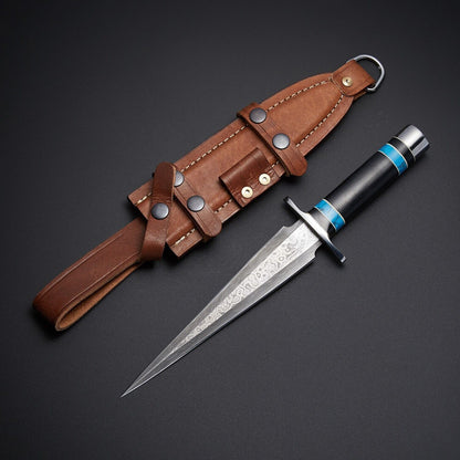 Tactical Commando Fighter Damascus Combat D2 Tool Steel Handmade Dagger Knife