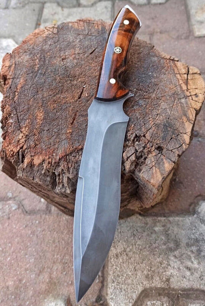 Custom Handmade Carbon Steel Hunting Bowie Knife w/ Sheath | Survival Knife
