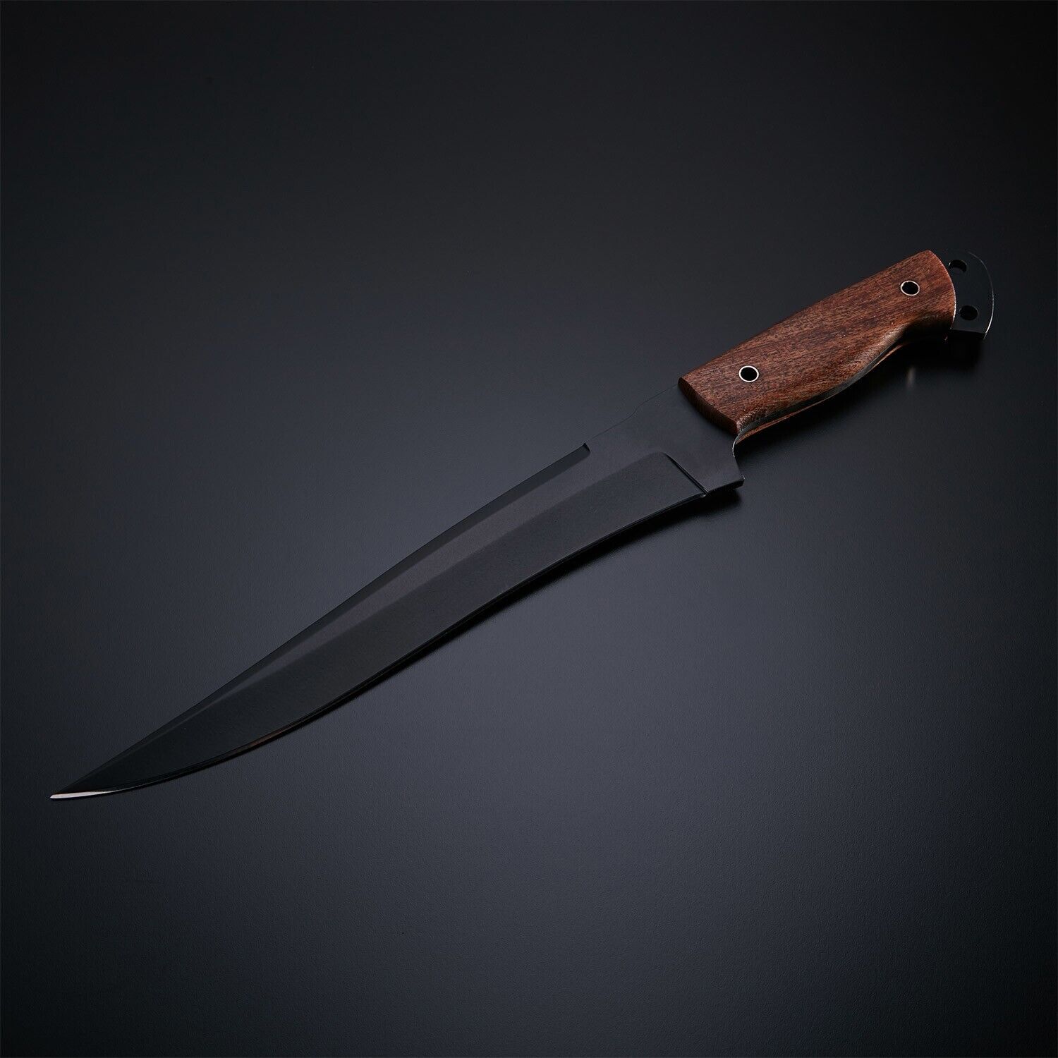 Handmade Fillet Knife Black Powder Coated Carbon Steel Fishing Knife With Sheath
