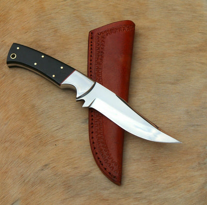 CUSTOM HANDMADE D 2 STEEL MIRROR POLISHED HUNTING/BOOT/CAMP 9" KNIFE HORN HANDLE