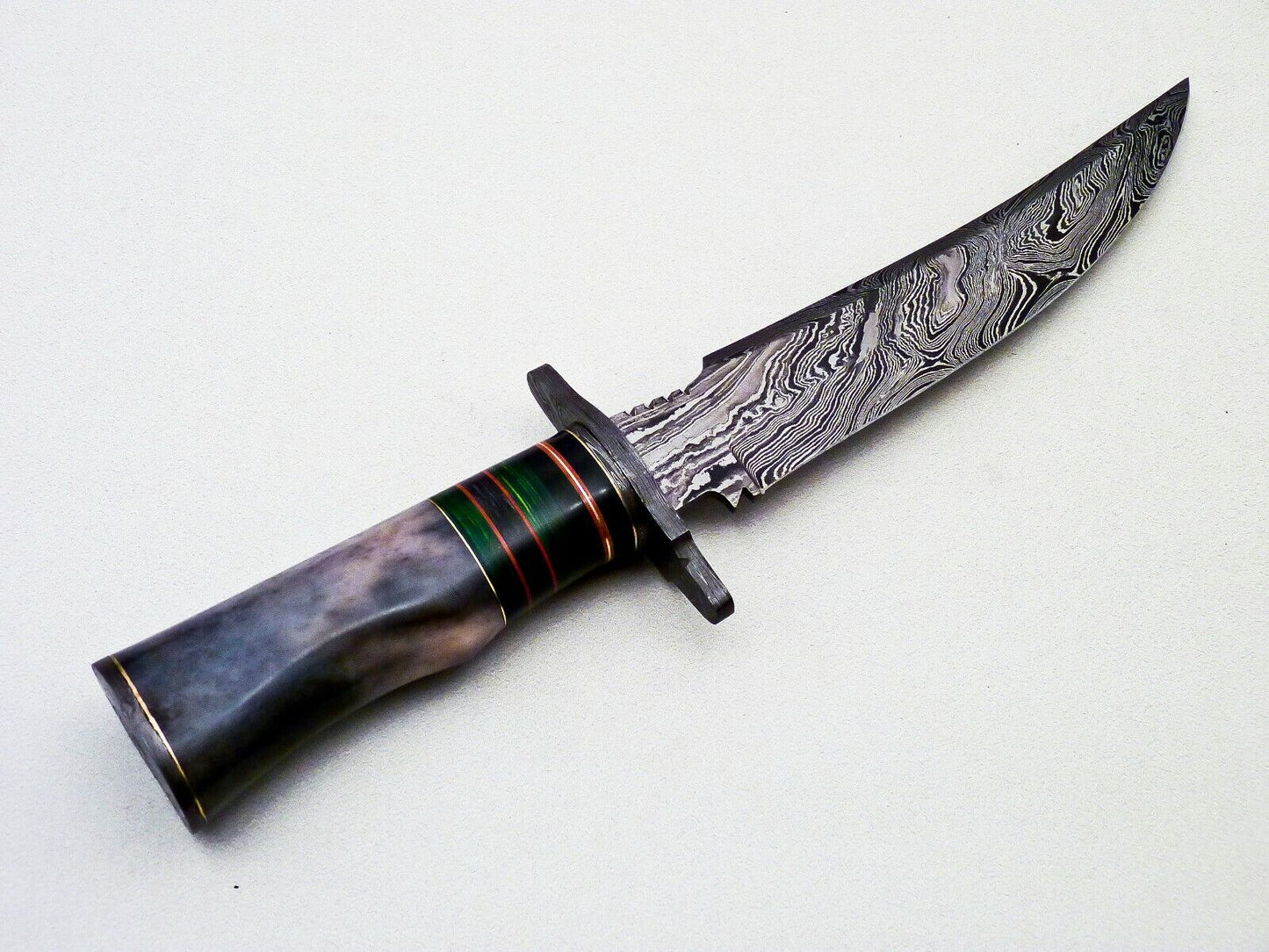 Custom Handmade Damascus Steel Hunting Bowie Knife Fixed Blade Knife