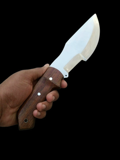 Custom Handmade D2 Steel Hunting Tracker Knife With Rose wood handle with leather