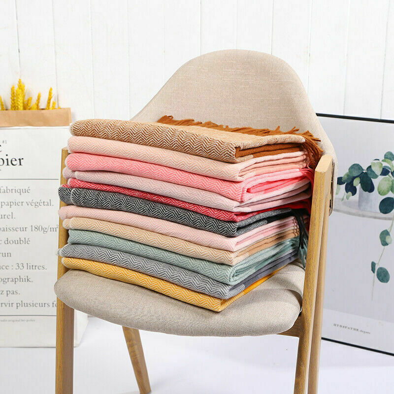 Plaid Cashmere Scarf Men Women Winter