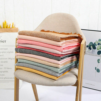 Plaid Cashmere Scarf Men Women Winter