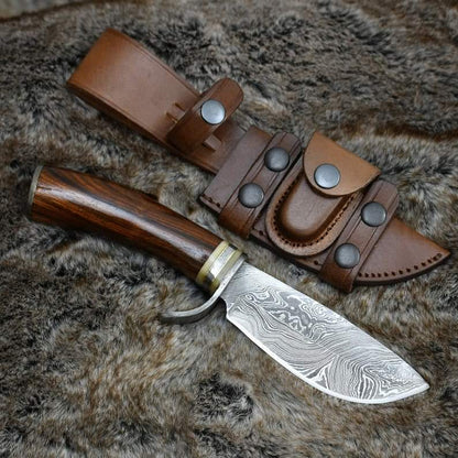 Carbon Steel knife, Hunting knife with sheath, fixed blade Camping knife, Bowie knife, American bowie knife