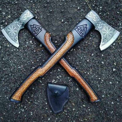 Custom Handmade Carbon Steel Viking Axe VALHALLA Axe Throwing Norse with Sheath