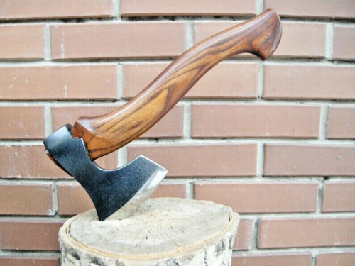 Handmade Viking Bearded Axe | Forged Carbon Steel Blade, Rosewood Handle with Leather Wrap | 19 Length | Hunting Axe