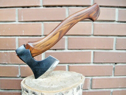Handmade Viking Bearded Axe | Forged Carbon Steel Blade, Rosewood Handle with Leather Wrap | 19 Length | Hunting Axe