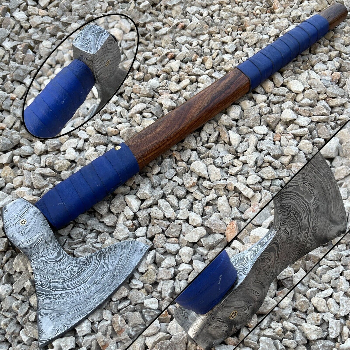 ChristmasTomahawkAxeCustom Handmade Damascus Steel Blade Viking Axe Camping Axe