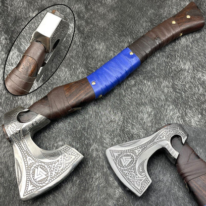 3DViking AxeCustom Handmade Carbon Steel Blade Tomahawk Axe Camping Axe Gift Axe