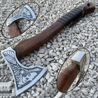 Viking Axe Custom Handmade Carbon Steel Blade Hunting Axe Camping Axe Christmas