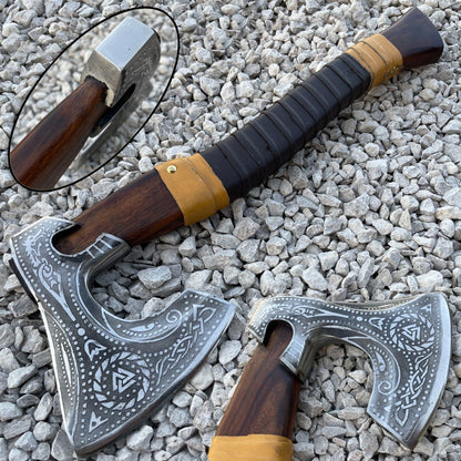 Unique Viking Axe Custom Handmade Carbon Steel Blade Axe Camping Axe Christmas