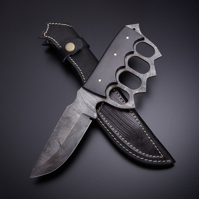 Personalized Damascus Hunting Knife || Handmade Hunting Knife || Hand Forged Knife || Free Leather Sheath || Gift for Me