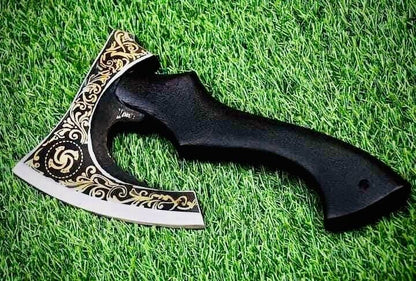 Custom Handmade Carbon Steel Mini Hunting Axe Ash Wood Handle & free Sheath