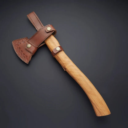 Custom Hand Forged High Carbon Steel Regular Wood Cutting Axe with sheath