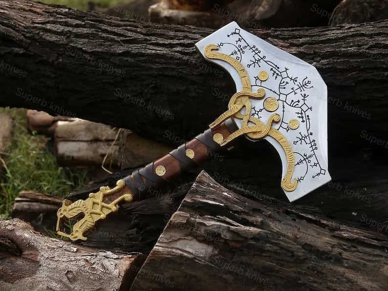 Viking's Thor Hammer Powerful Mjolnir Hammer for God of War Ragnarok Kartos, Christmas Gift for Him, Personalized Birthd