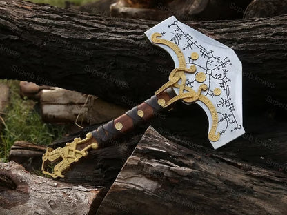 Viking's Thor Hammer Powerful Mjolnir Hammer for God of War Ragnarok Kartos, Christmas Gift for Him, Personalized Birthd