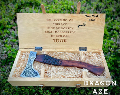 Dragon Axe with Personalized Engraved Wooden box Best Gift Box for Men / Women, Gift for Anniversary, birthday, and Chri