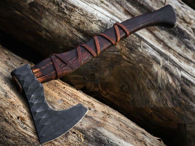 Hand Forged Carbon Steel Axe Head | 512 Layer Design, 5 Cutting Edge, 6 Head | Heavy Duty Bushcraft, Camping