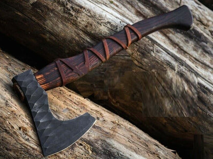 Hand Forged Carbon Steel Axe Head | 512 Layer Design, 5 Cutting Edge, 6 Head | Heavy Duty Bushcraft, Camping