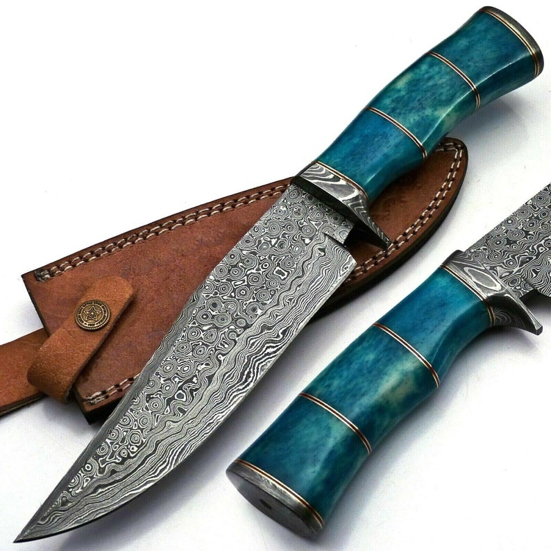 Custom Hand Forged Damascus Steel Hunting Knife Grooming Knife With Leather Sheath, Best Gift For Father/ Christmas Gift