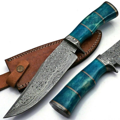 Custom Hand Forged Damascus Steel Hunting Knife Grooming Knife With Leather Sheath, Best Gift For Father/ Christmas Gift