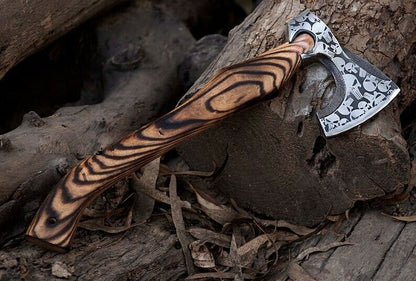 18" Hand Forged Carbon Steel Axe Head – 512 Layer Bushcraft, Camping & Survival Axe Blade