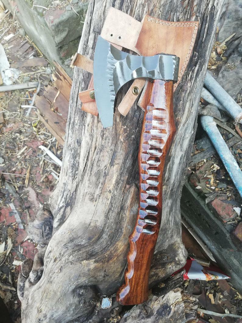 CUSTOM HANDMADE CARBON STEEL HATCHET TOMAHAWK HUNTING AXE