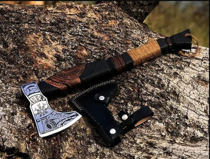 CUSTOM HAND FORGED CARBON STEEL VIKING BEARDED HATCHET TOMAHAWK OUTDOOR AXE