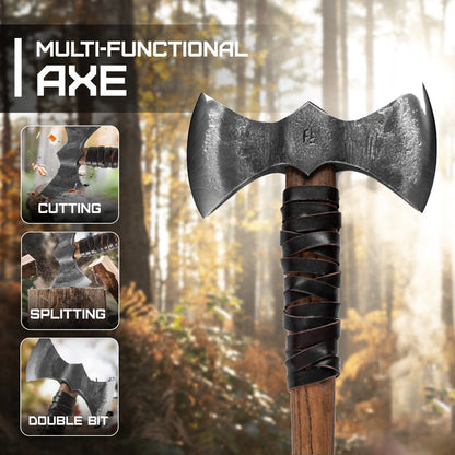 Double-Bit Axe, Hand-Forged From One Piece of Metal, Felling, Double Bit, Two-Handed Axe, Hand-Forged Axe, Double-Bit Ha