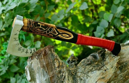 CUSTOM HANDMADE HIGH CARBON STEEL HUNTING VIKING BEARDED HATCHET TOMAHAWK AXE