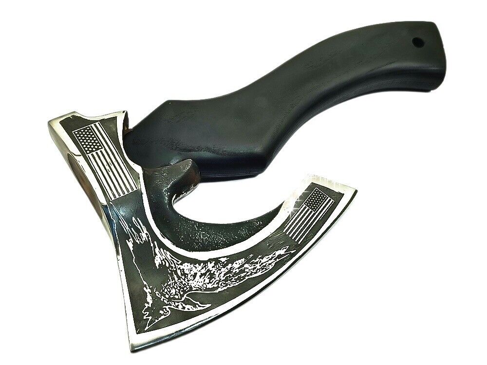 Handmade Viking Pizza Cutter Axe | 10 Inch Carbon Steel Throwing Axe with Carved Ashwood Handle Axe