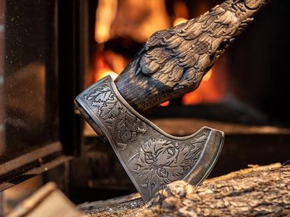 Viking HATCHET Axe Wolf Forged Carbon Steel Axe