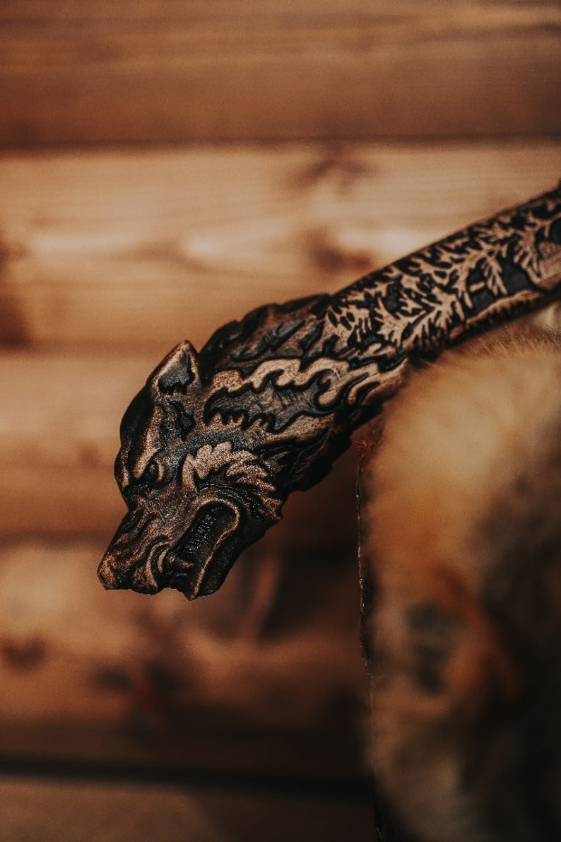 Viking HATCHET Axe Wolf Forged Carbon Steel Axe
