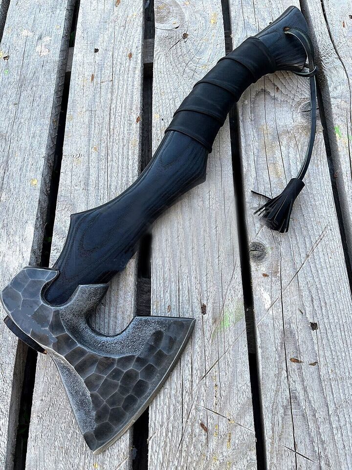 19" Hand-Forged Carbon Steel Axe | 5" Cutting Edge | Ash Wood Handle | Handmade Viking Axe | Collectible Gift