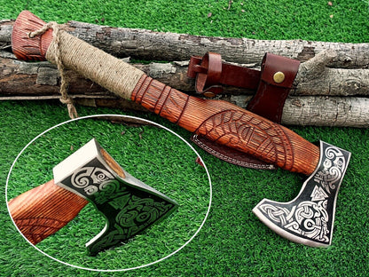 Custom Handmade Carbon Steel Viking Hatchet Tomahawk Hunting Axe