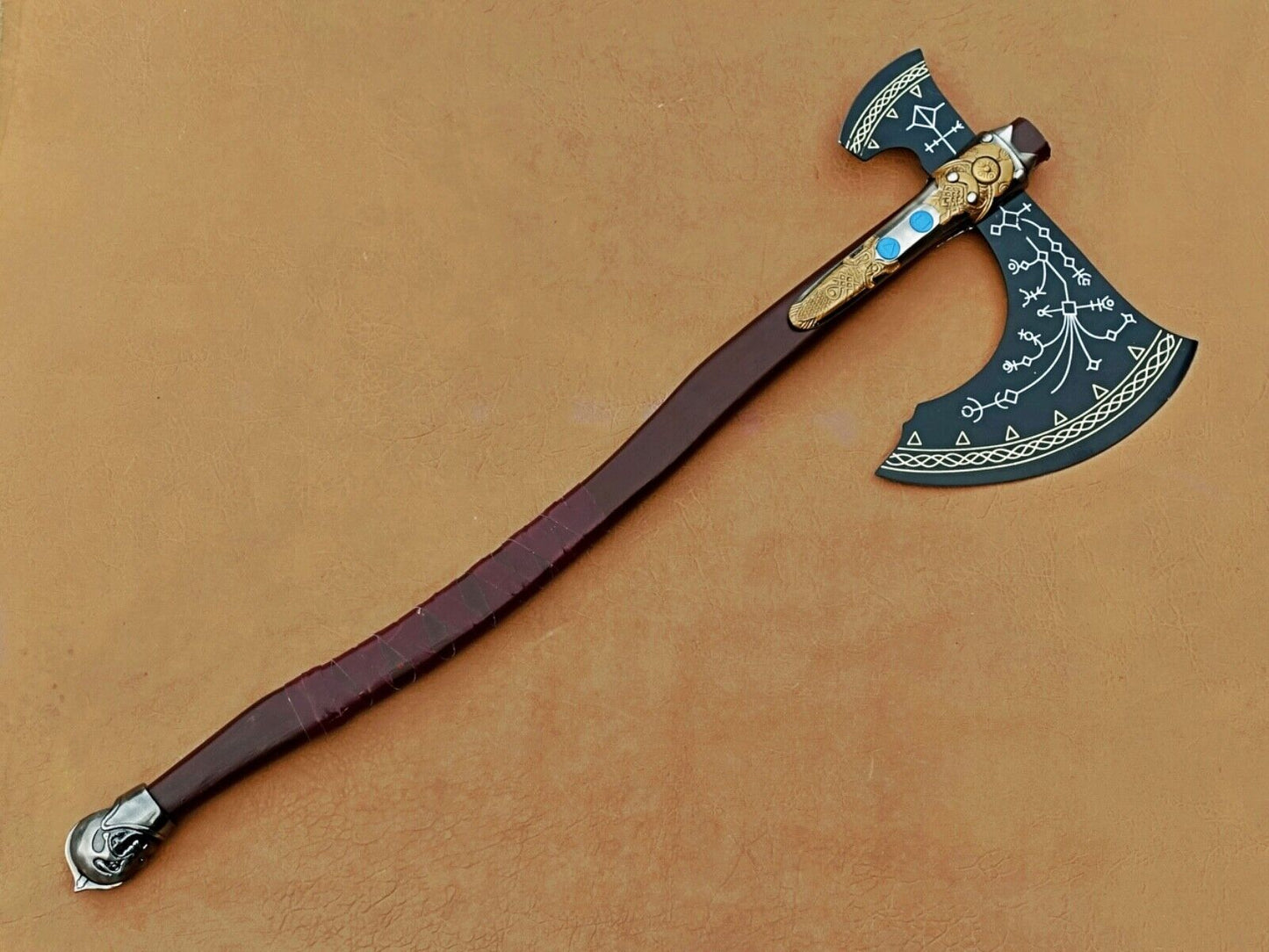 Leviathan Axe | God of War Kratos Axe Replica | 36" Stainless Steel Viking Axe with Rosewood Handle & Leather Sheath