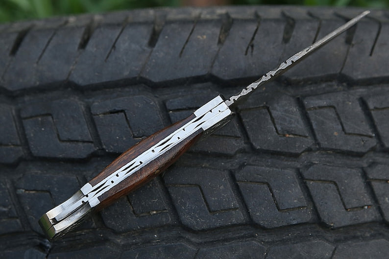 7 handforged Damascus steel folding knife