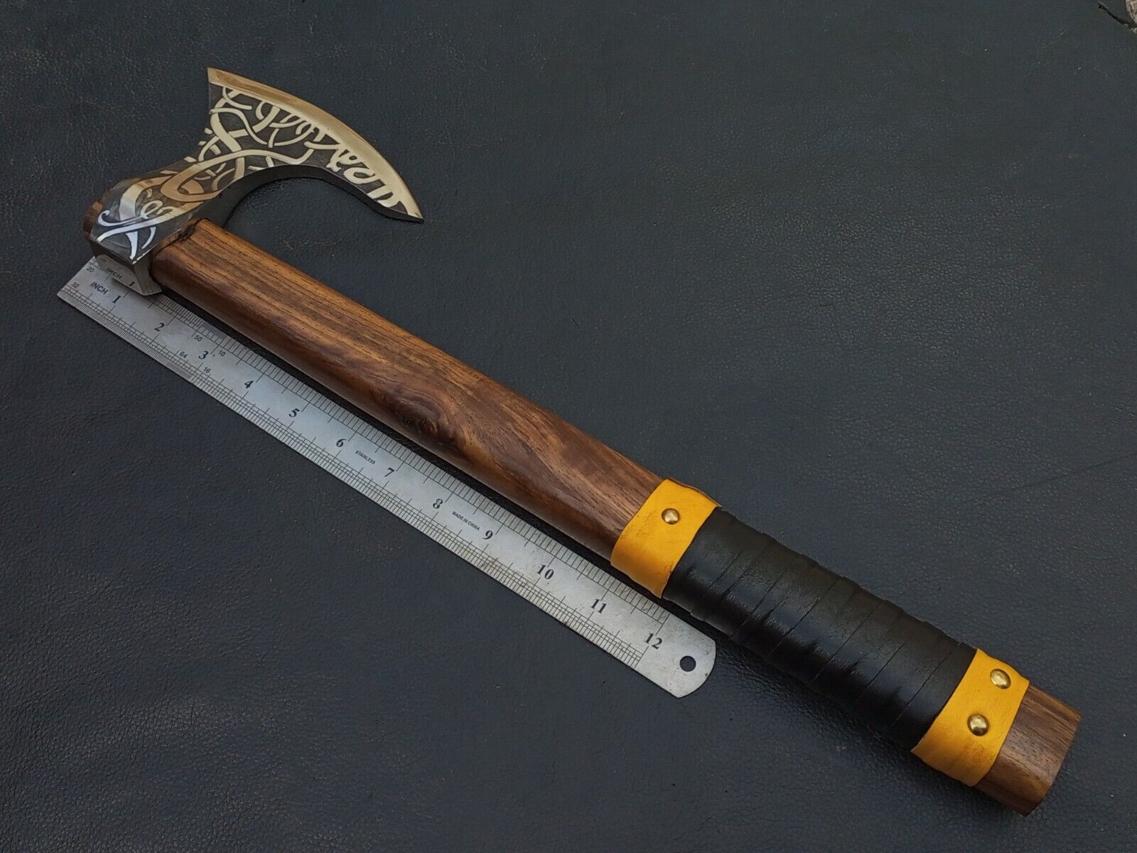 Viking Axe | 16" Rosewood Handle & 5" Carbon Steel Blade | Includes Leather Sheath – Perfect Gift for Him