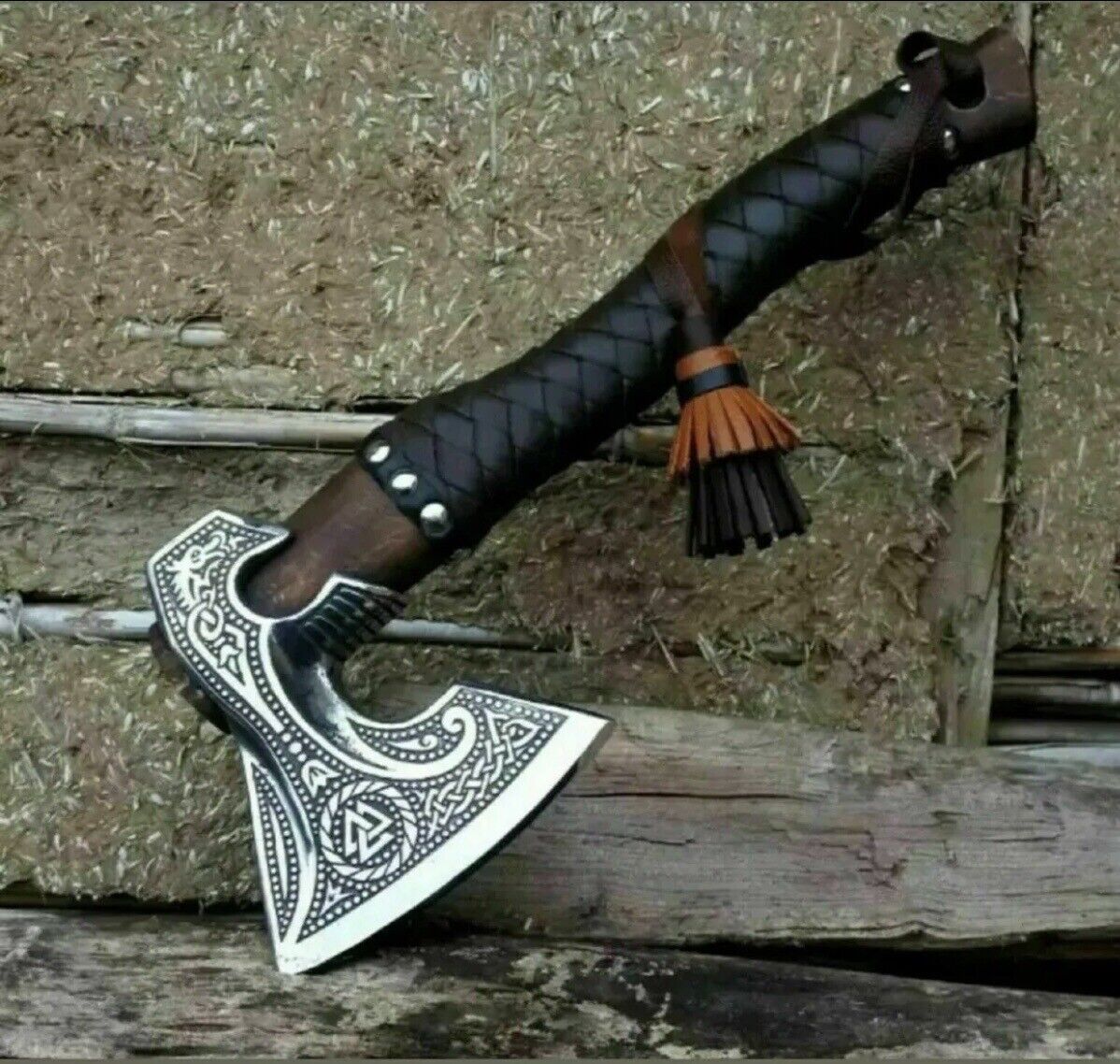 Custom Hand-Forged Viking Tactical Axe – 18" Carbon Steel Survival Hatchet | Handmade Camping & Hunting Axe