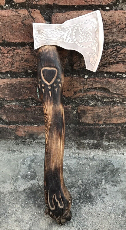 Hand-Forged Viking Tomahawk | Custom Bearded Axe | Tactical Carbon Steel Hatchet | Handmade Survival Gift for Him