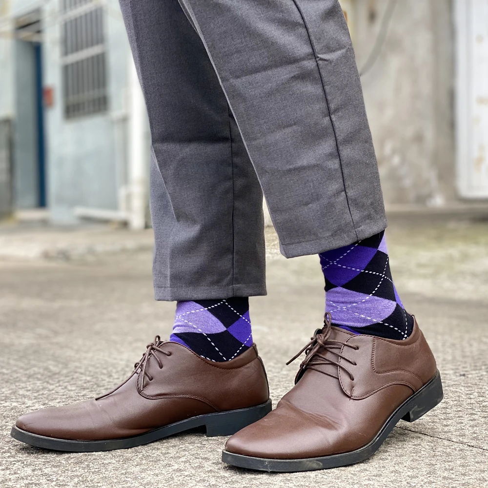 10PairsMesSocksSoftandbreathableHighQualityCottonblackClassicpatternHappyGentleman