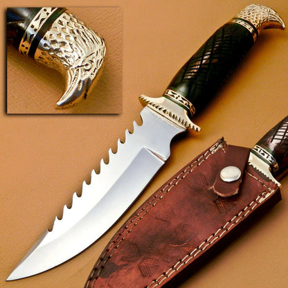 Beautiful Custom Handmade D2 Steel Colored Bone Handle Hunting Bowie Knife