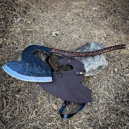 22 INCH Custom Handmade carbon Steel Tool hunting axe Knife With Sheath