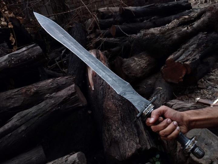 AVikingBattleReadyDamascusSteelSwordHandForgedDamascusSteelVikingSwordBladeMaster 2j