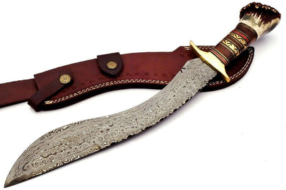 Buye Now Damascus Steel Bowie Kukri Knife